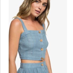 Roxy Ocean Groove Buttoned Crop Top L
